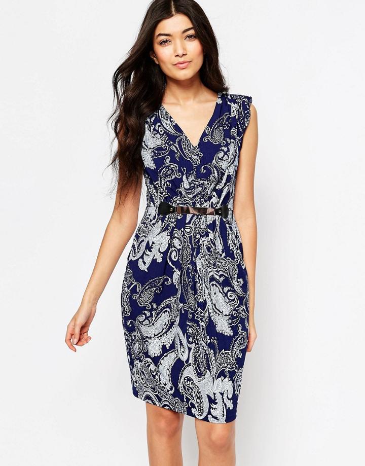 Mela Loves London Paisley Print Dress - Navy