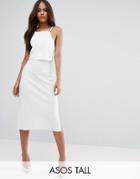 Asos Tall Rib Midi Dress With Crop Top Detail - Cream
