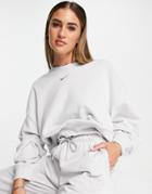 Nike Lounge Essential Fleece Cropped Sweatshirt In Gray Heather-grey