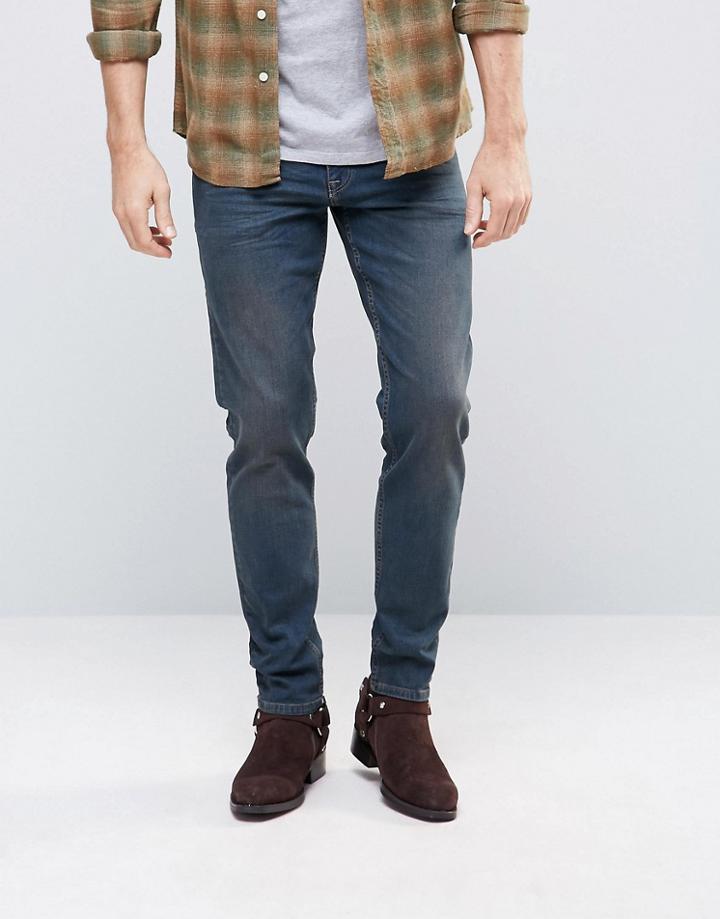 Asos Stretch Slim Jeans In Dark Wash Blue