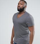 Asos Design Plus T-shirt With V Neck In Charcoal - Gray