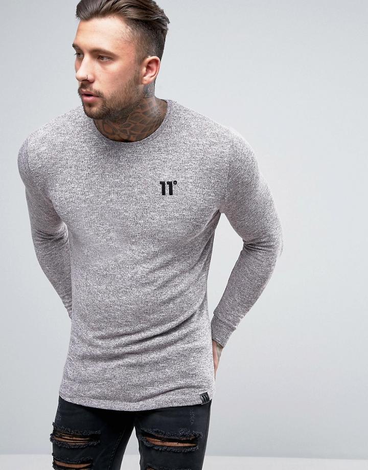 11 Degrees Long Sleeve T-shirt In Pink With Fleck - Pink
