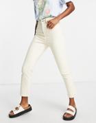 Miss Selfridge Straight Leg Jeans In Stone-neutral