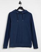 Asos Design Organic Muscle Hoodie In Reverse Loopback In Navy-blues