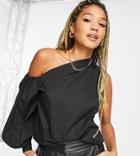 In The Style Exclusive One Shoulder Cut Out Top In Black