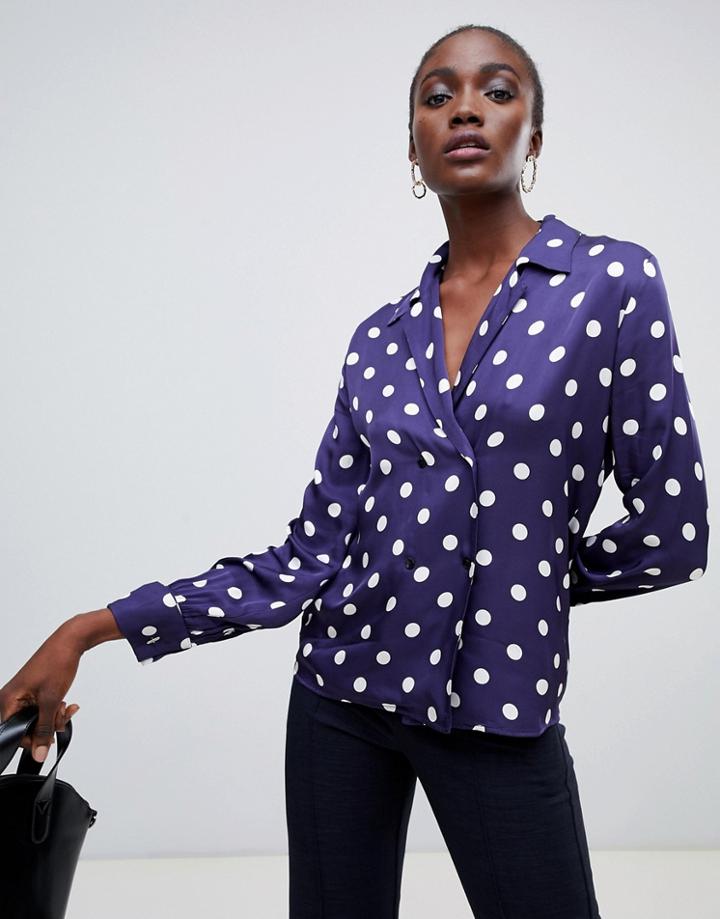 Finery Perham Polka Dot Blouse - Navy