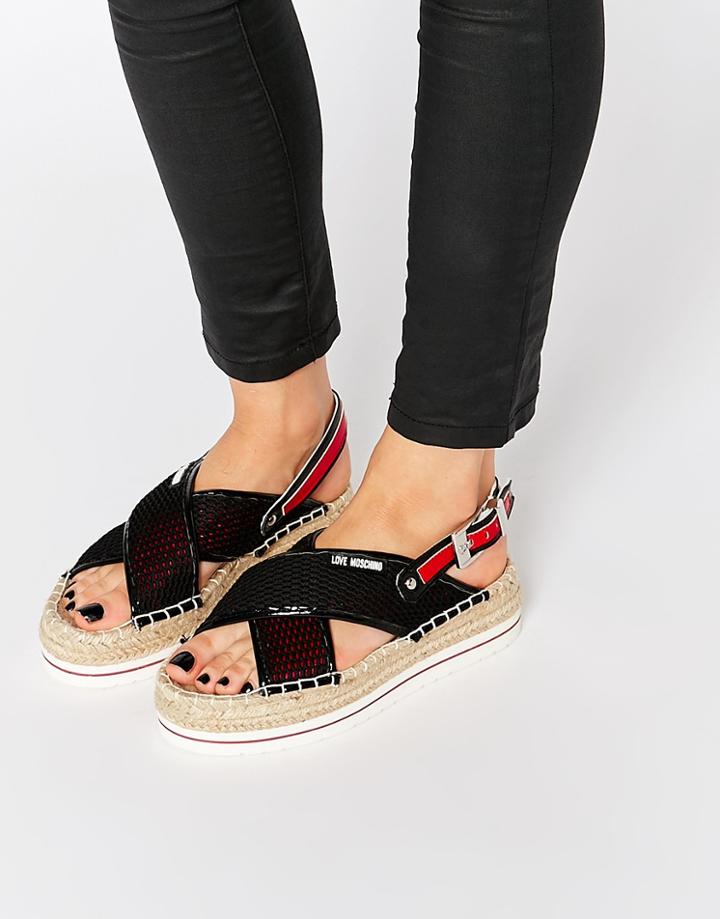 Love Moschino Mesh Espadrille Sandals - Black
