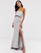 Jarlo Bandeau Overlay Maxi Dress In Gray - Gray