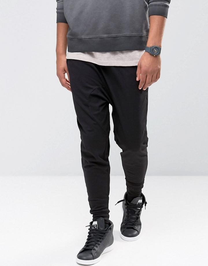 Asos Drop Crotch Jogger In Lightweight Jersey - Black