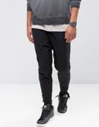 Asos Drop Crotch Jogger In Lightweight Jersey - Black