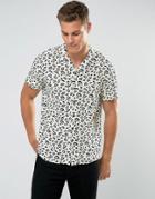 New Look Regular Fit Shirt With Revere Collar In Leopard Print - Black