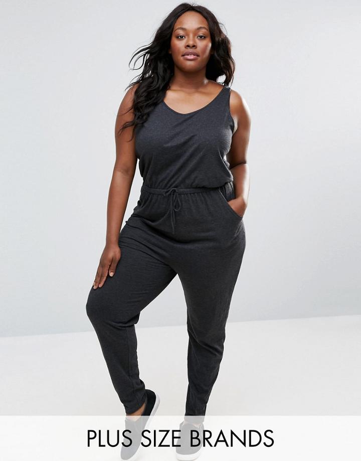 Nvme Plus Jumpsuit With Tie Waist - Gray