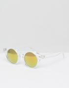 Trip Round Sunglasses With Mirror Lens - Clear