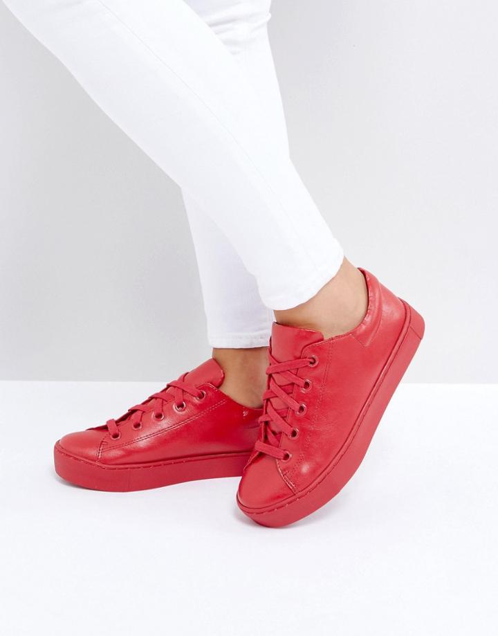 Monki Lace Up Sneaker - Red