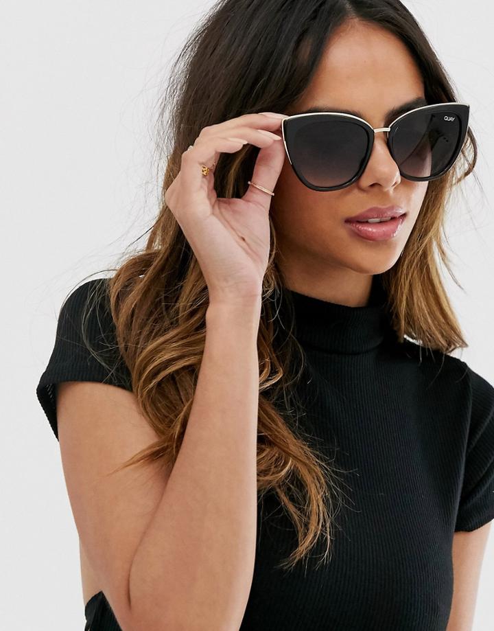 Quay Australia Honey Cat Eye Sunglasses In Black - Black