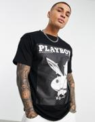 Mennace X Playboy Oversized T-shirt In Black With Front And Back Print