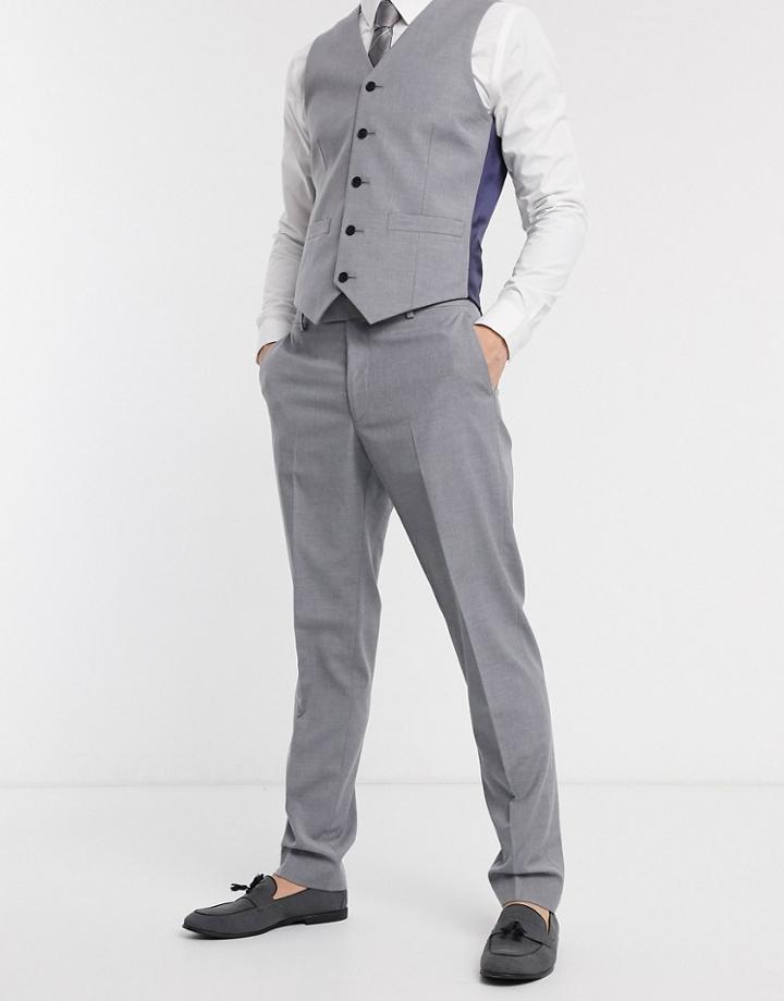 Asos Design Slim Suit Pants In Mid Gray-navy