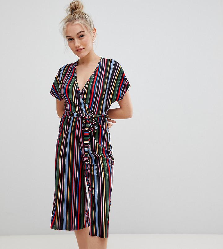 New Look Petite Stripe Jumpsuit - Black
