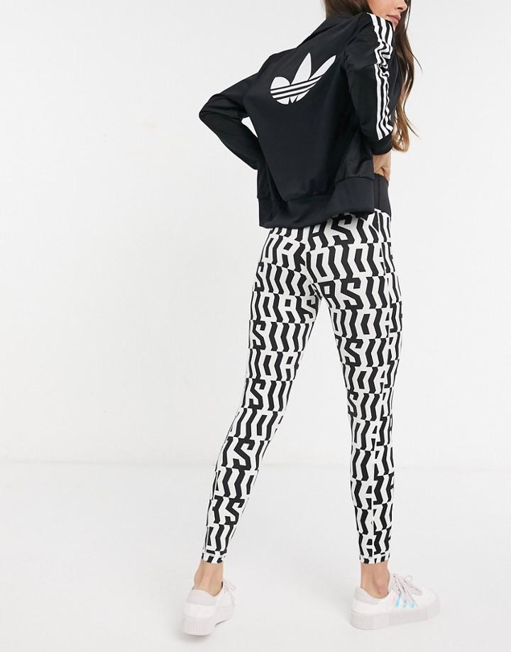 Adidas Originals 3d Logo Leggings In Black