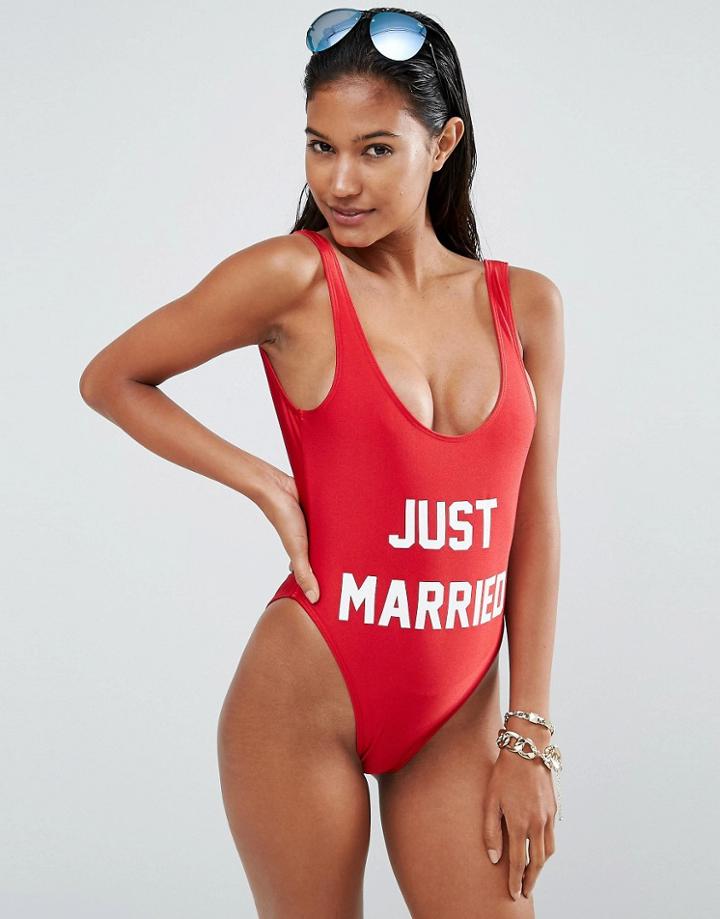 Private Party Just Married Swimsuit - Red
