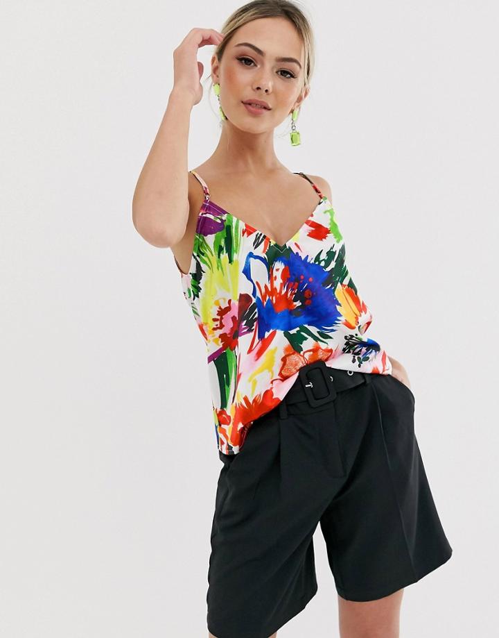 Liquorish Cami Top In Floral Print-multi