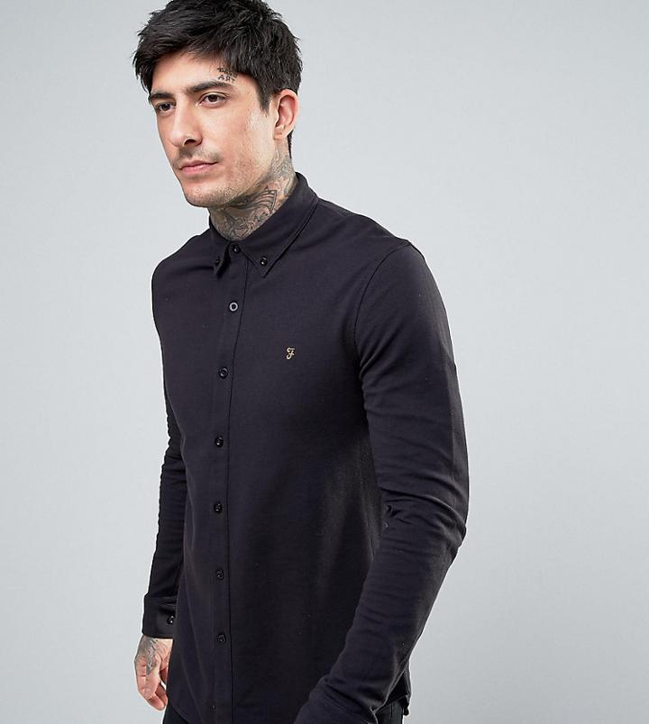 Farah Pique Jersey Shirt In Black - Black