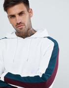 Asos Design Hoodie With Side Stripes - White