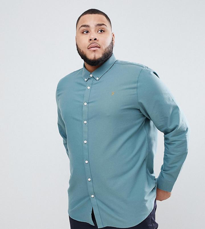 Farah Brewer Slim Fit Shirt Oxford Shirt In Green - Green