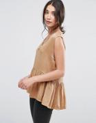 Selected Chari Peplum Blouse - Beige