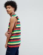 Asos Design Sleeveless T-shirt With Dropped Armhole In Retro Stripe - Multi