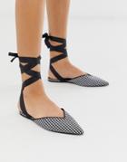 Asos Design Lara Ballet Flats In Gingham - Multi