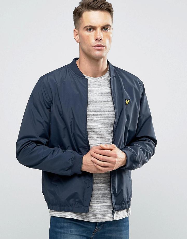 Lyle & Scott Nylon Bomber Jacket In Navy - Navy