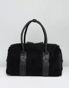Paul Costelloe Canvas & Leather Gym Bag In Black - Black