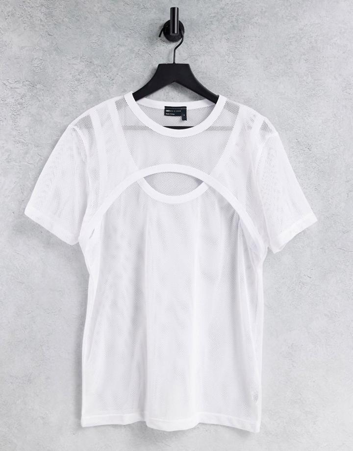Asos Design Double Layer Mesh T-shirt In White