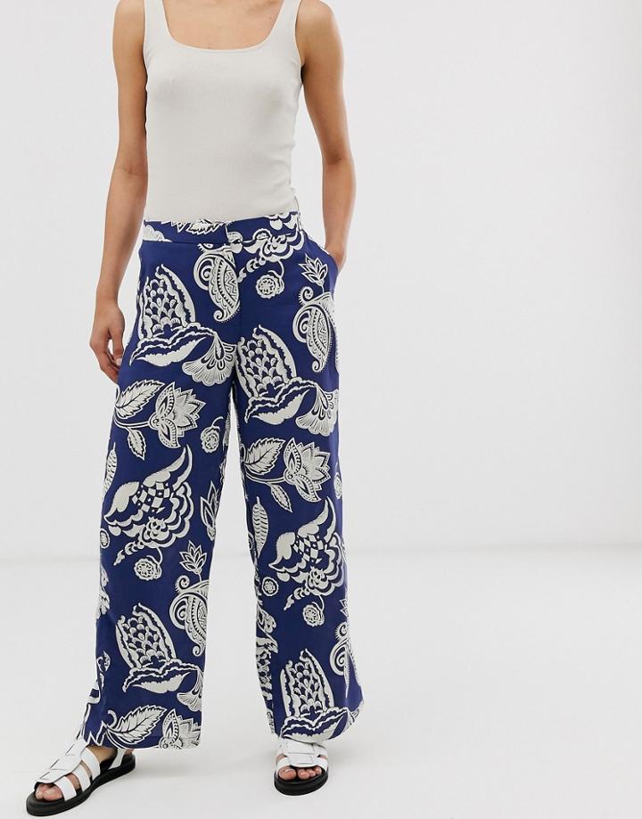 Selected Wide Leg Pants-navy