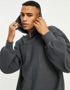 Asos Design Oversized Hoodie With Exaggerated Sleeve In Gray - Part Of A Set-black