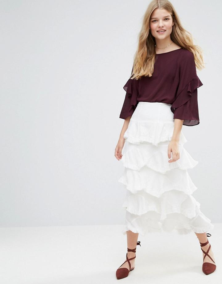 Stevie May Kick Up Your Heels Tiered Skirt - White