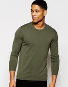Armani Jeans Sweater With Crew Neck & Logo - Green