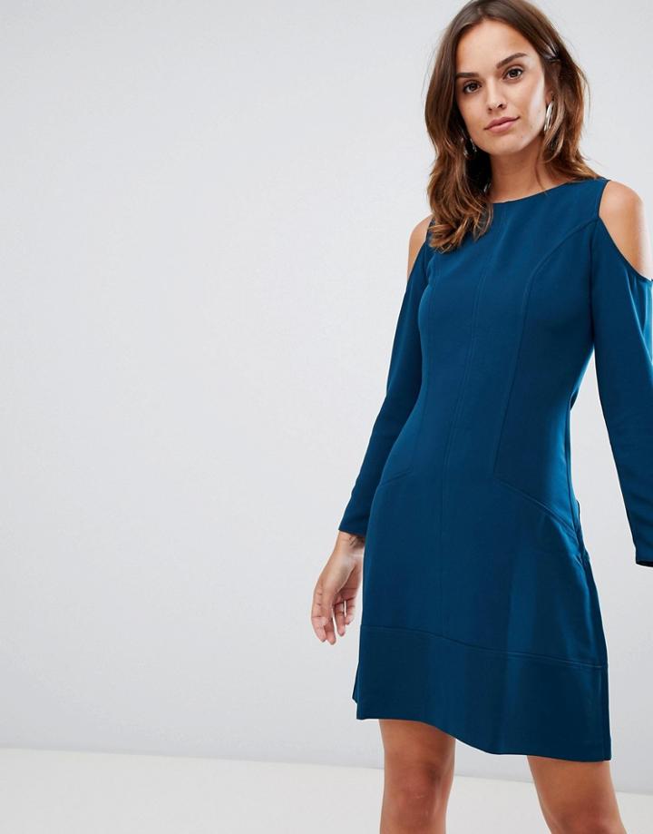 Closet London Cold Shoulder A Line Dress - Green