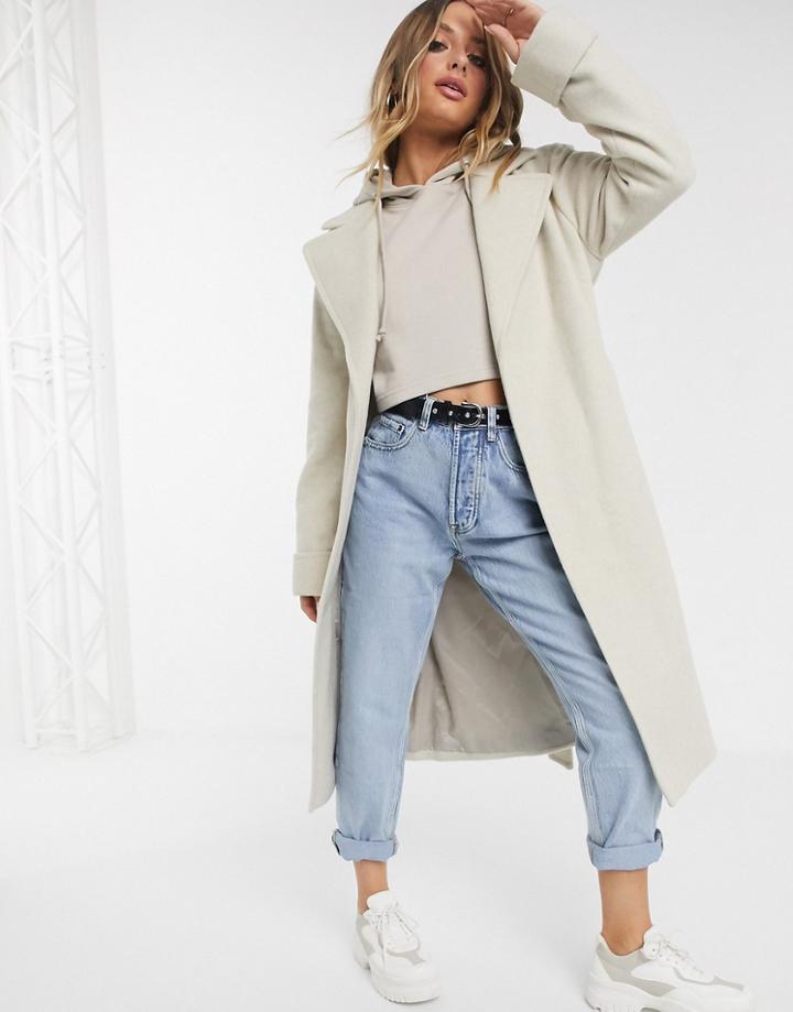 Helene Berman Wrap Wool Blend Coat-cream