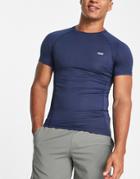 Asos 4505 Icon Muscle Fit Training T-shirt With Quick Dry In Navy