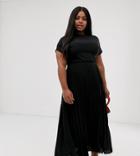 New Look Curve Pleated Maxi Dress In Black - Black