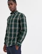 Jack & Jones Premium Window Pane Shadow Check Shirt In Dark Green