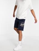 Jack & Jones Intelligence Sweat Short With Large Logo In Navy