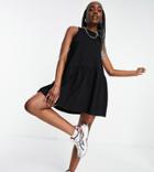 Asos Design Tall Sleeveless Smock Dress With V Back In Black