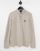 Boss Passerby Long Sleeve Polo In Khaki-green