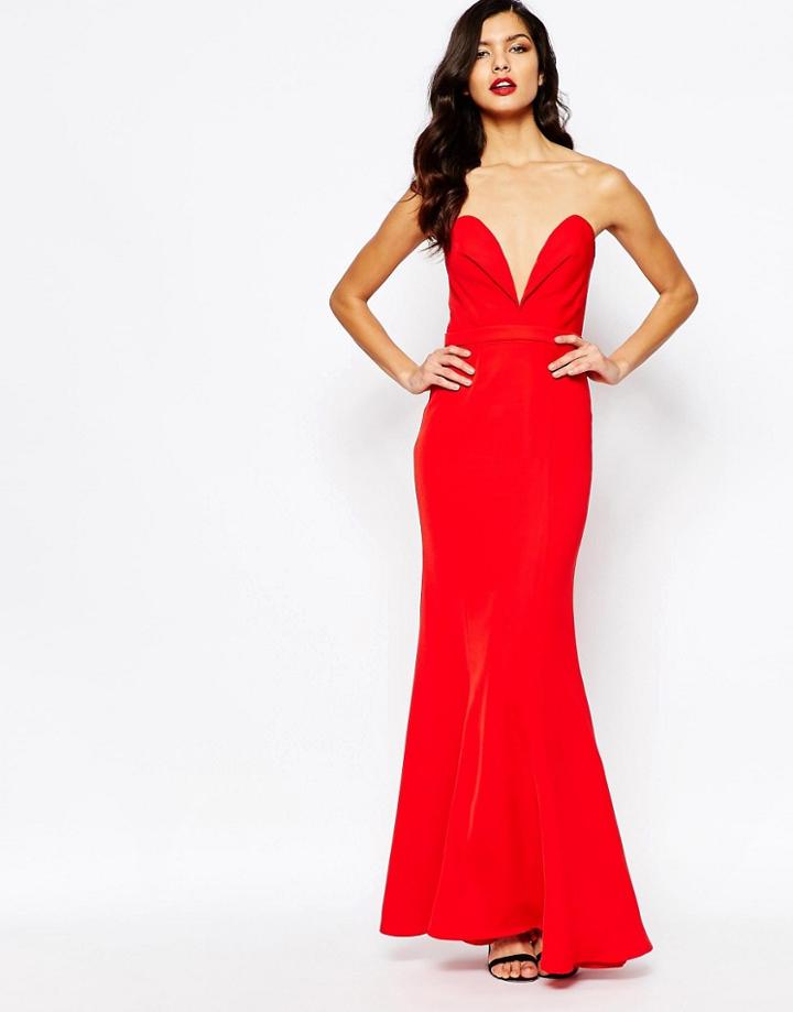 Jarlo Helena Sweetheart Plunge Maxi Dress - Red