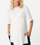Asos Design Maternity Oversized T-shirt With Side Splits And Stitch Detail In Rib In White