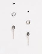 Asos Design Cross Earring Pack-silver