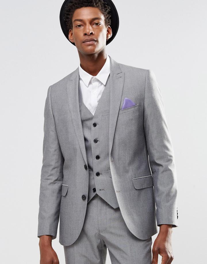 Harry Brown Slim Fit Suit Jacket In Light Gray - Gray